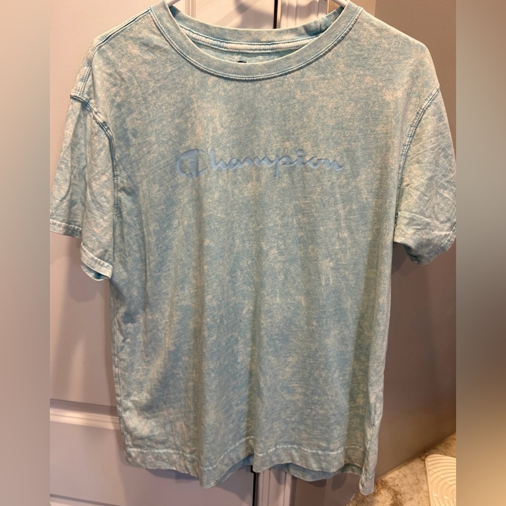 Women Champion T Shirt Acid washed Light Blue  Large